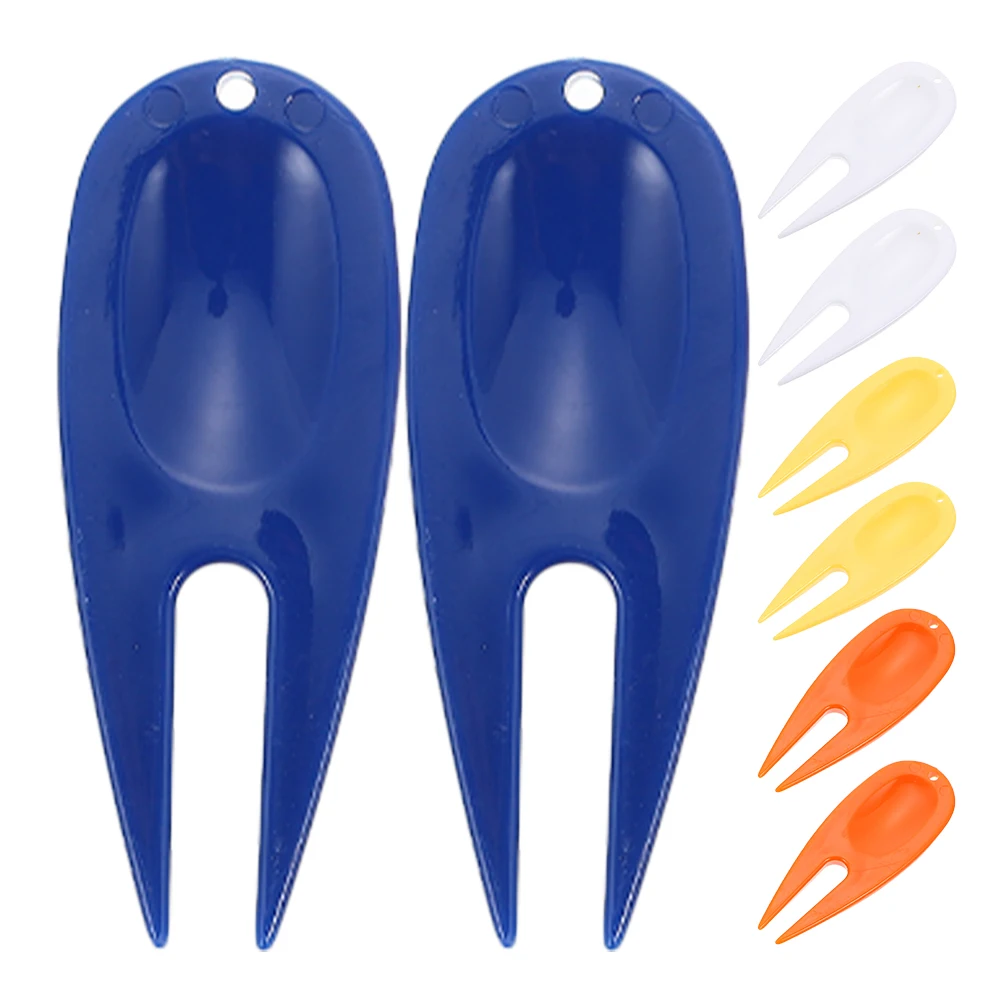 

8Pcs Golf Divot Fork Plastic Repair Tool 2White 2Yellow 2Blue 2Orange Portable Golfs Accessory Professional Lawn Fixing
