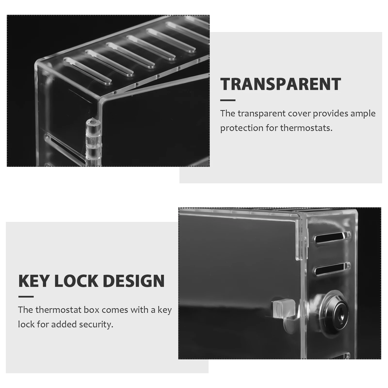

Thermostat Lock Box Large Transparent Guard for Wall Mount Thermostats Durable Cover Easy Installation Universal Compatibility