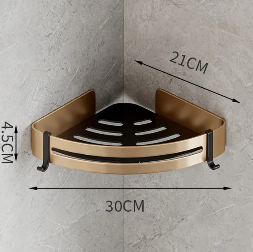 Luxury gold Bathroom shelf  toilet bath triangle wall mounted storage corner rack shampoo gel holder