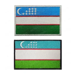 Uzbekistan Embroidered Flag Patches Uzbekistan Flags Hook Loop Stripes Decorative Badges Appliques Chevrons For Clothes Bag Cap