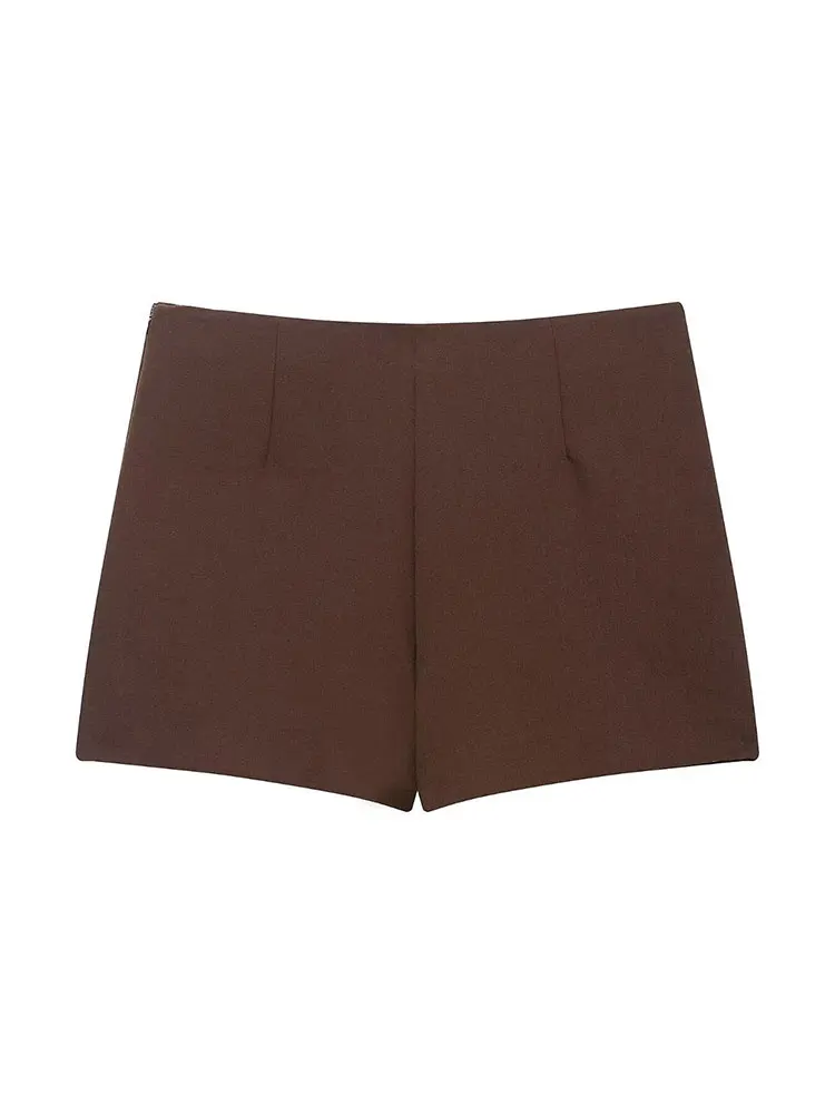 HH 2025 Musim Gugur Busana Wanita Kulot Asimetris Pinggang Tinggi Model A-line Ritsleting Samping Aplikasi Logam Celana Rok Solid Elegan