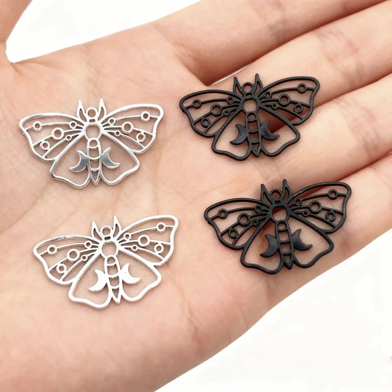 10Pcs/Lot 37*22mm Luna Moth Charms,Crescent Moon on Moth Charm Pendant Designer Charms Fit Jewelry Making DIY Jewelry Findings