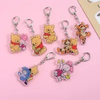 Anime Winnie the Pooh Acrylic keychain accessaries Cartoon funny Bag Pendant Gift cute bag charm Keyring Friends Fans Gifts