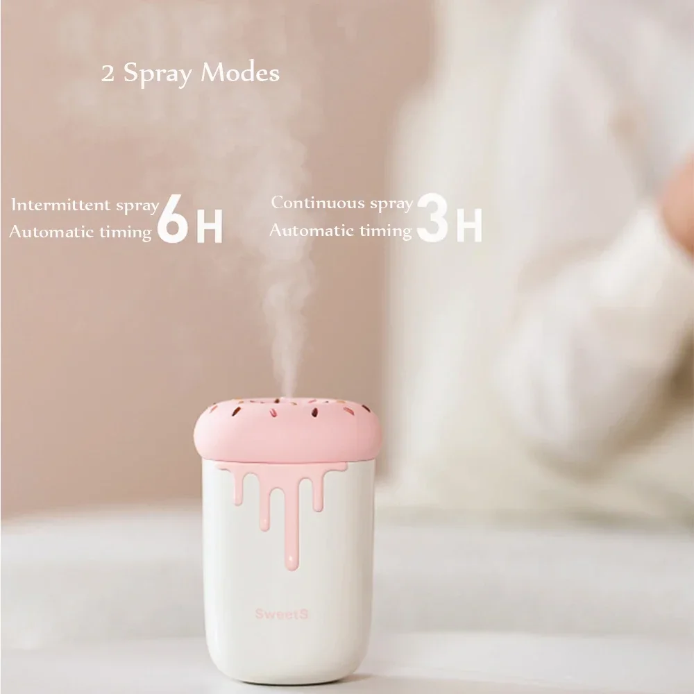 USB with Romantic LED Lamp Ultrasonic Mini Car Water Mist Maker Atomizer 250ml Lovely Donut  Air Humidifier