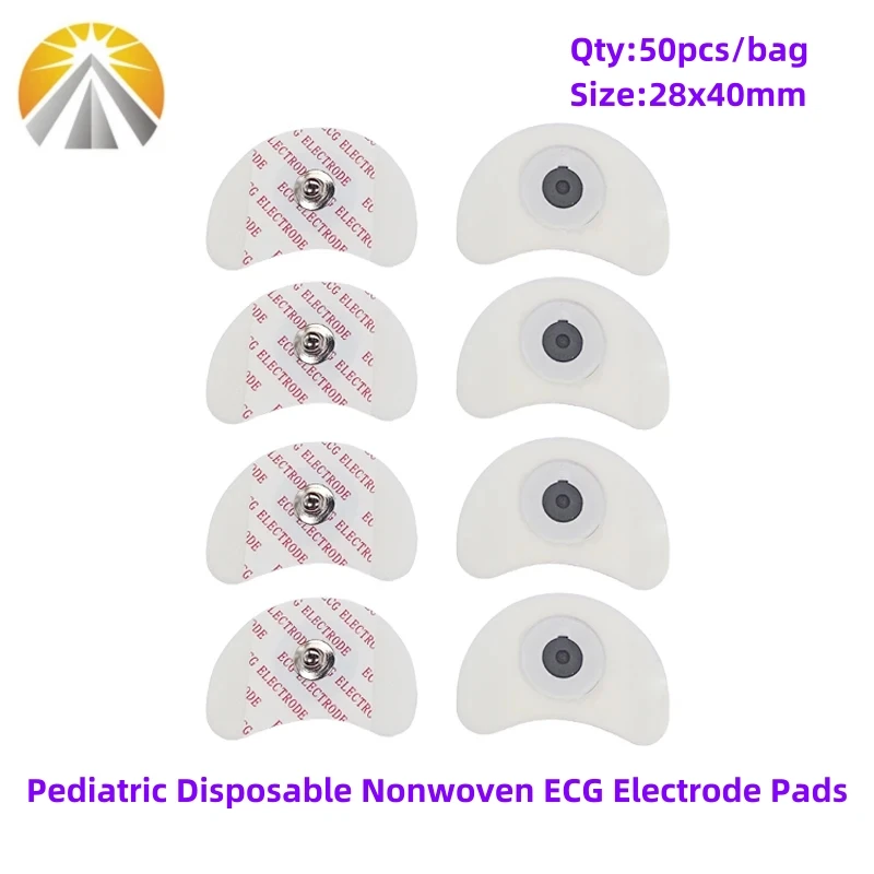 Adult or Pediatric Multi Sizes 50 PCS White Foam Disposable ECG Electrodes Medical Electrode Patch Nonwoven ECG Electrode Pads