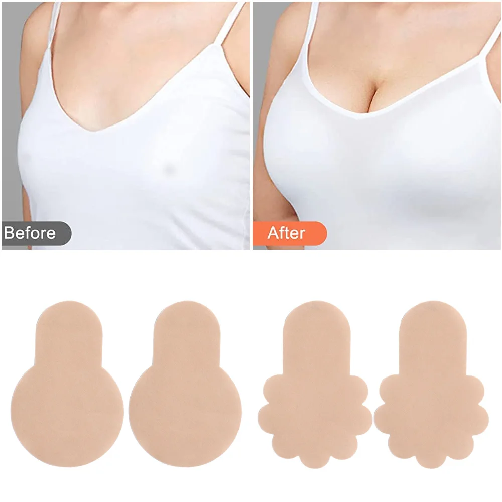 10pcs Push Up Bras Self Adhesive Silicone Strapless Invisible Bra Women Reusable Sticky Breast Lift Bra Pads Petal Nipple Covers