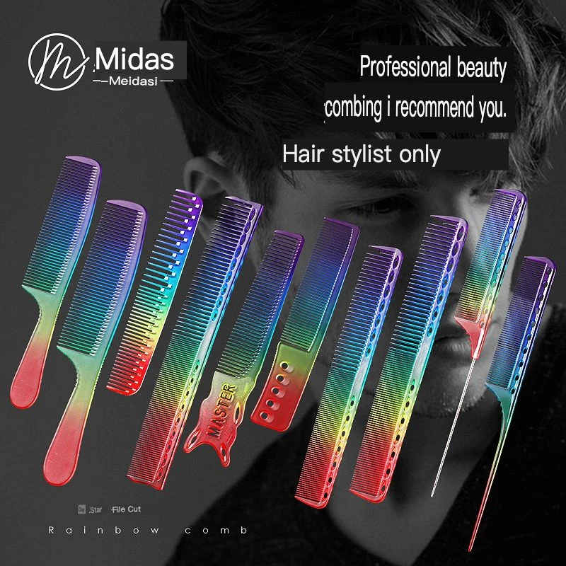 

Japanese Rainbow Comb, Wide Teeth, Dense Teeth, Flat Head Comb, Pointed Tail Comb, For Cutting, Hairdressing And Hair Picking