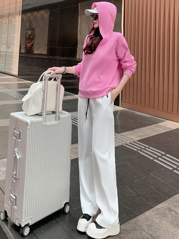 

Salt Series Street Style Casual Sportswear Set Women's Autumn 2026 New Long Sleeve Hoodie White Wide Leg Pants Two Piece Set