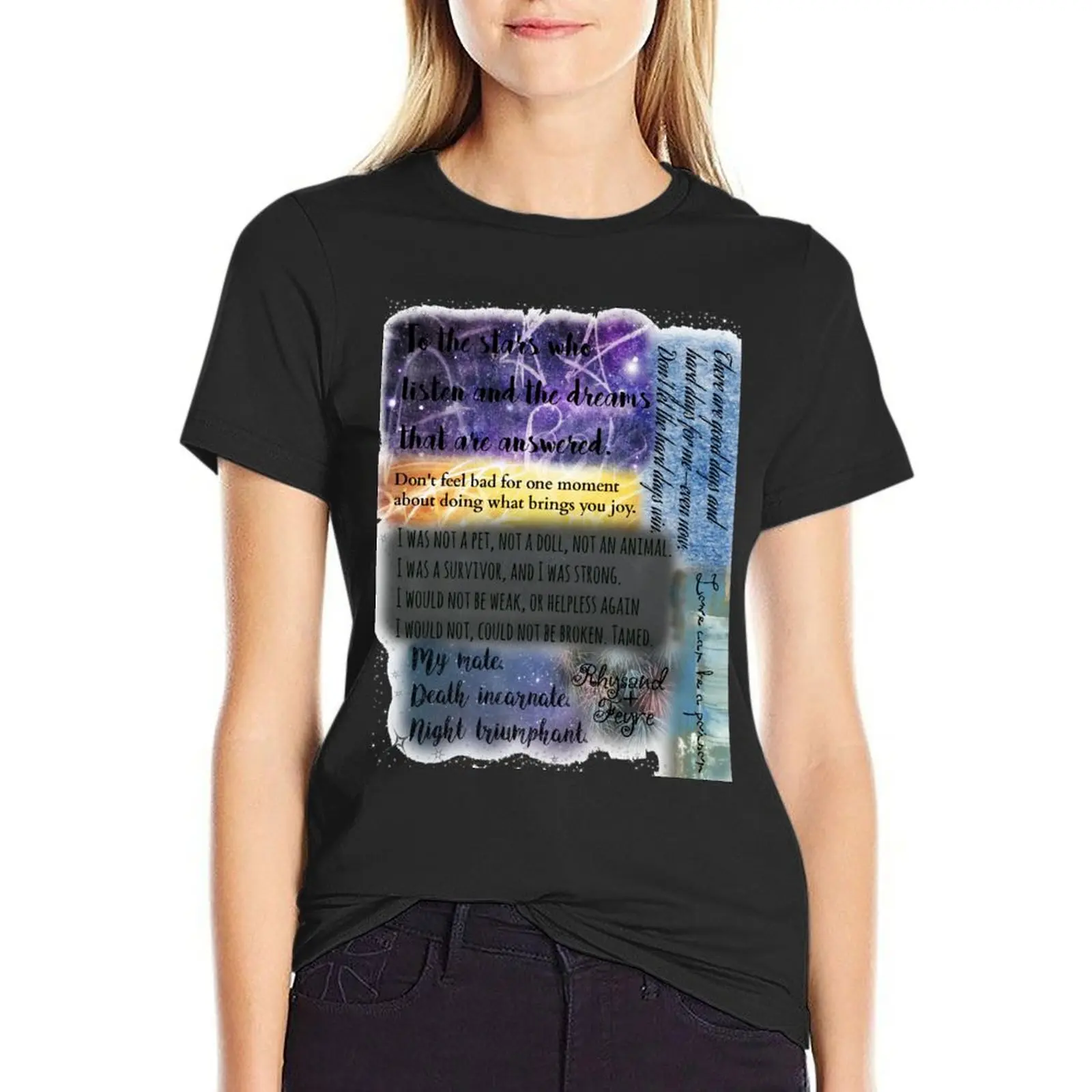 

ACOTAR QUOTE COLLAGE T-Shirt anime clothes summer tops animal print customs design your own t shirts for Women