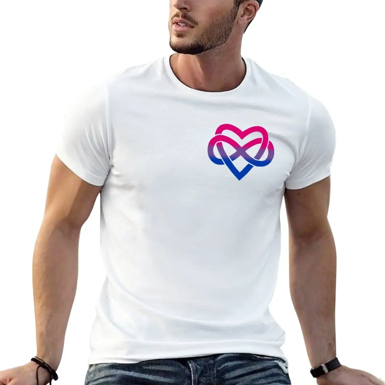 New Subtle Polyamory Infinity Heart (bisexual) T-Shirt anime figures Blouse t shirts for men cotton