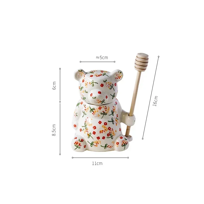 Ceramic Cute Bear Honey Jar with Lid Candy Storage Jar for Kitchen Honey Spoon Tea Storage Box Kitchen Accessory Home Decor