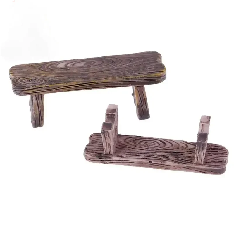 2 Peças Mini Cadeira de Madeira, Banquinho, Decoração para Jardim de Fadas, Banco de Casal, Figurinha de Ação, Acessórios DIY para Casas de Bonecas