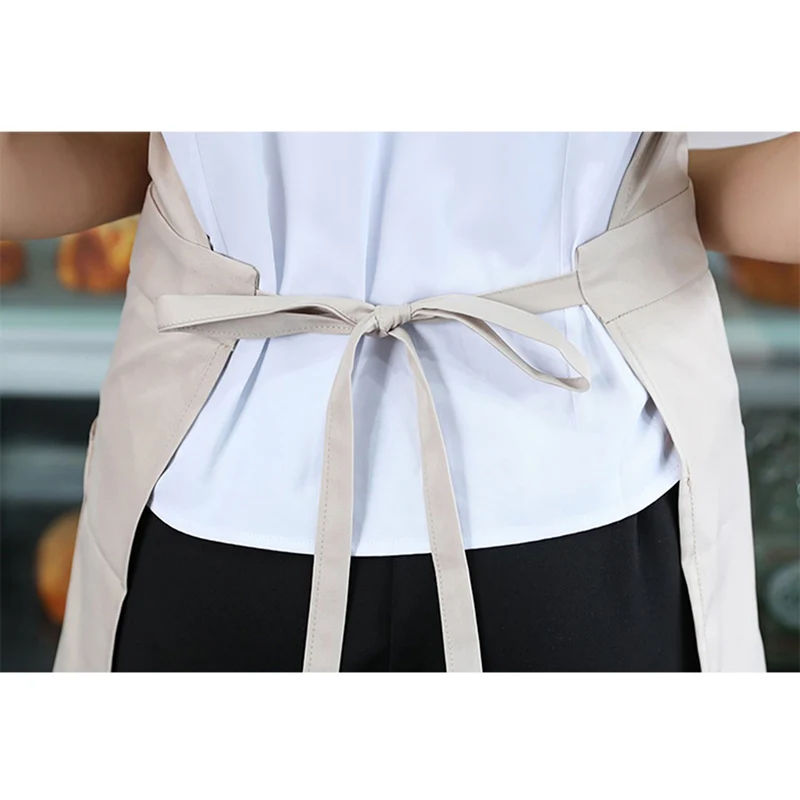 Waitress Hotel Restaurant Woman Apron Dress With Pocket Professional Man Chef Kitchen Bib Household Hairdress Salon Pinafore