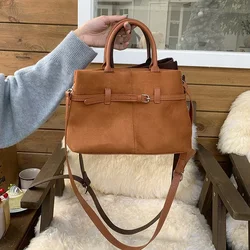 Faux suede women handbag Winter Fashion Brand Designer female messenger Shoulder Bag commute ladies totes bolsas brown