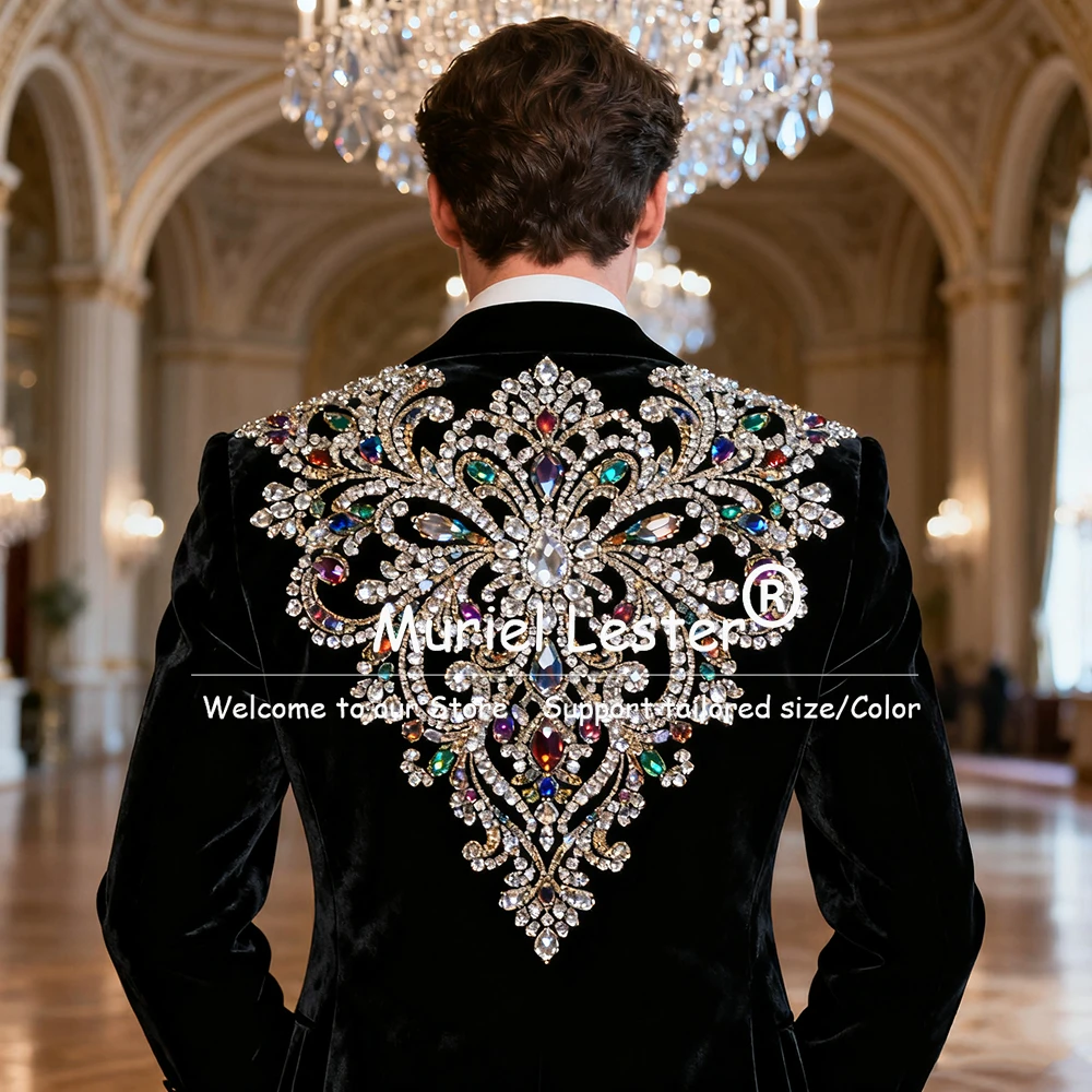 

Роскошные мужские костюмы с орнаментом и стразами, облегающие мужские пиджаки для свадьбы и жениха, комплекты из 3 предметов, вечерние смокинги по индивидуальному заказу, Ropa hombre