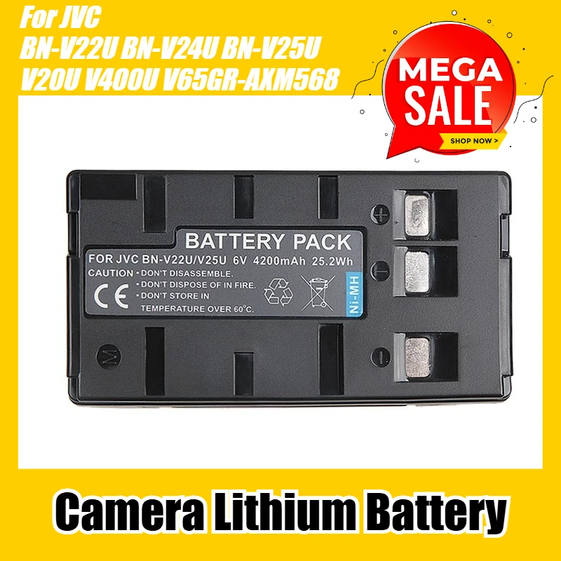

Camera Lithium Battery 6V 4200mAh for JVC BN-V22U BN-V24U BN-V25U V20U V400U V65GR-AXM568