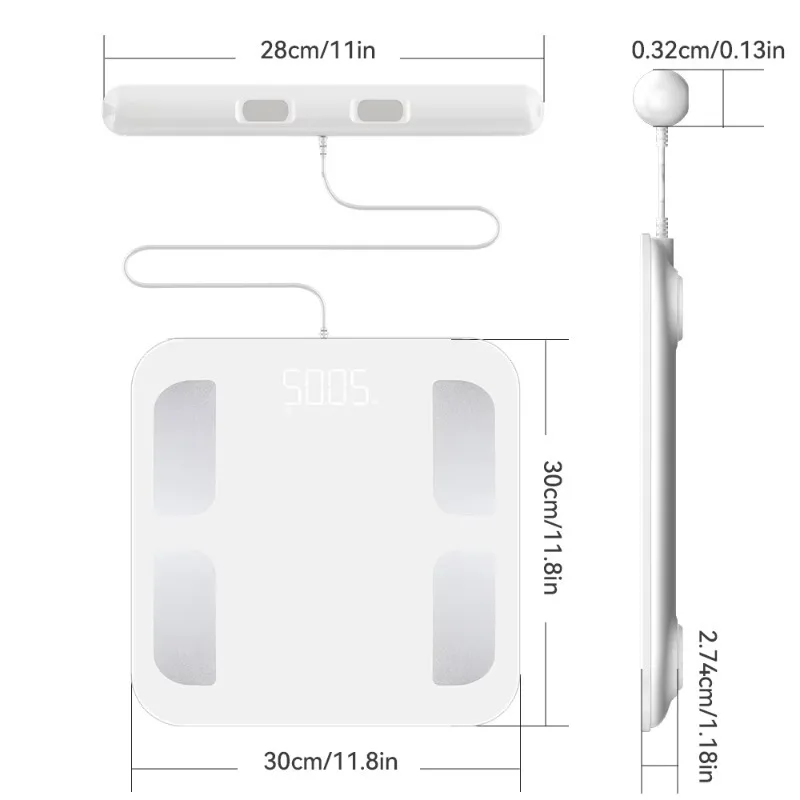 Smart Digital Body Weight Scale 8‑Electrode Full Body Fat BMI Analysis Battery Powered For Bathroom Home Household Use