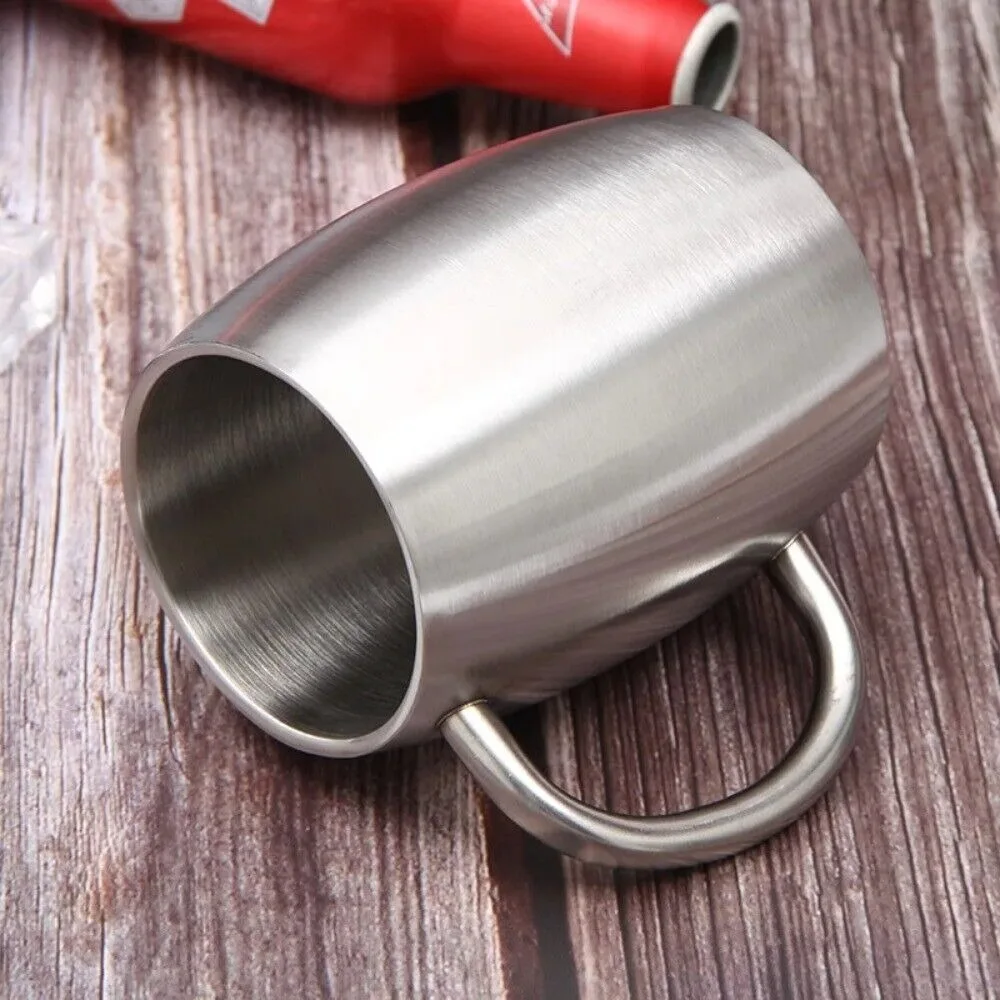 Portable Stainless Steel Beer Mug 420ml Double Wall Insulation Thermal Cup Light Weight Coffee Cup with Handle