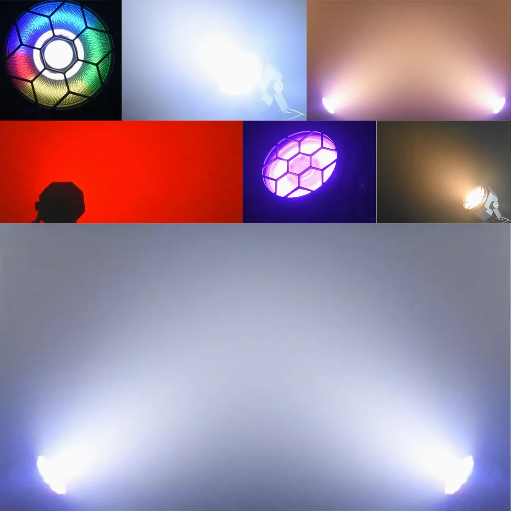 120W LED Par Light Cool Warm White COB Combines with Dynamic RGB Auxiliary LED DMX512 Strobe Stage Light for DJ Party Disco