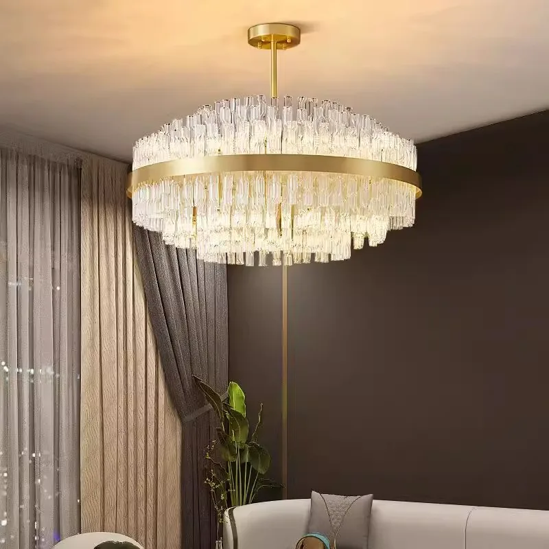 Modern gold round  LED glass chandelier, lustre living room, dining room home ceiling lighting decorative ceiling lights.