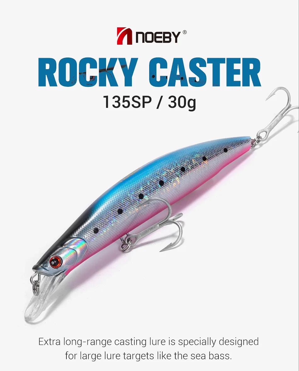 NOEBY Rocky Suspending Minnow Jerkbait 135mm 30g Weitwurf-Hardbait für Meerbarsch und Salzwasserfischen – Detail 1