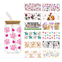 1PCS Cartoon Cute Dog Design UV Transfer Sticker For 16oz Cup Wrap Custom Label DIY Logo Self Adhesive Dog Uv Dtf Stickers