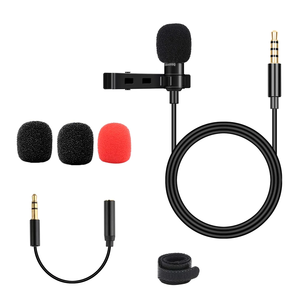 

Lapel Mic Clip On Omnidirectional Recording Microphone Compatible Smartphones Cameras Laptops Clear Audio Video Interview