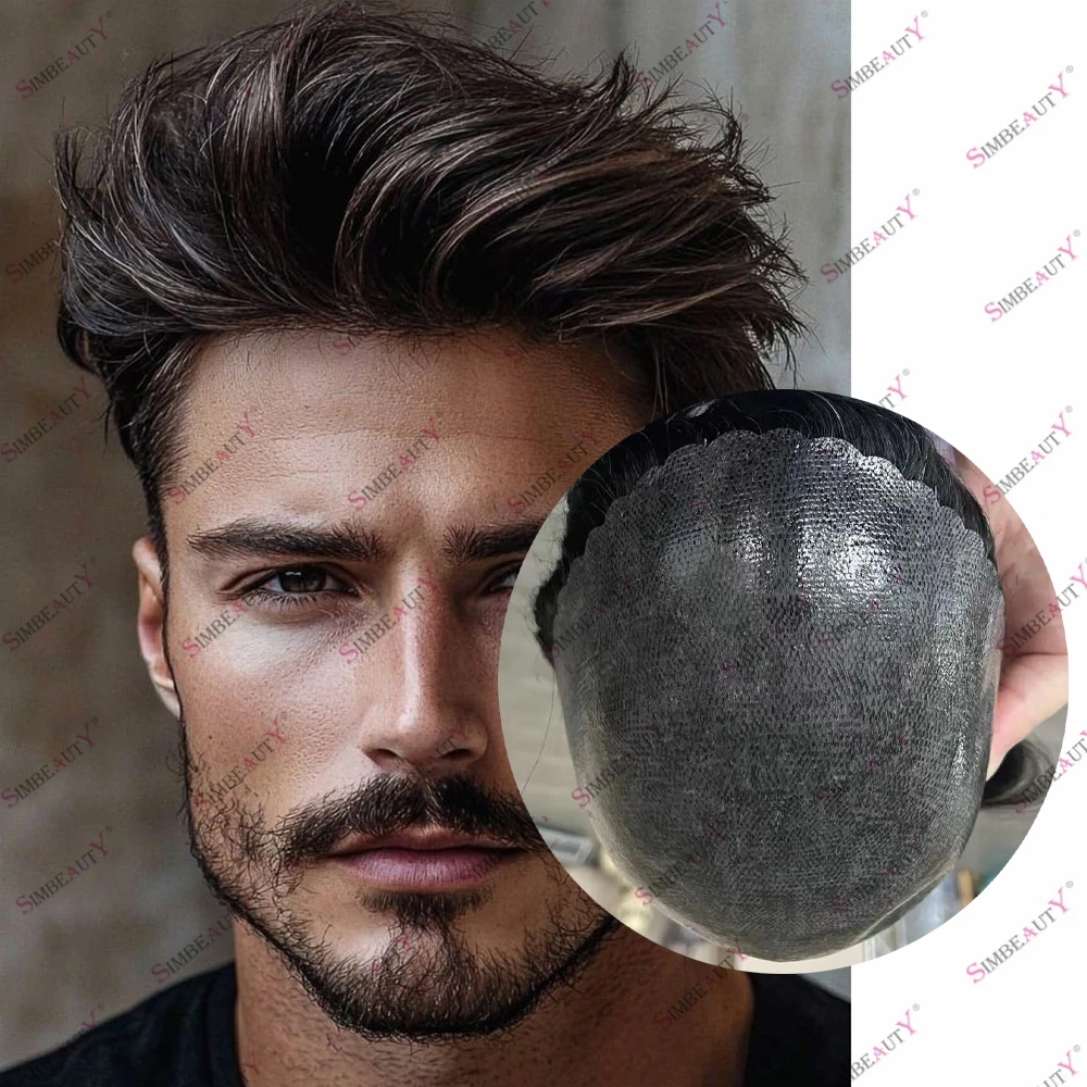 

Зубчатый натуральный лоб, необнаружимый, тонкая кожа, мужской парик из человеческих волос, система капиллярного протеза 1B 1B50 # Шиньоны дешево