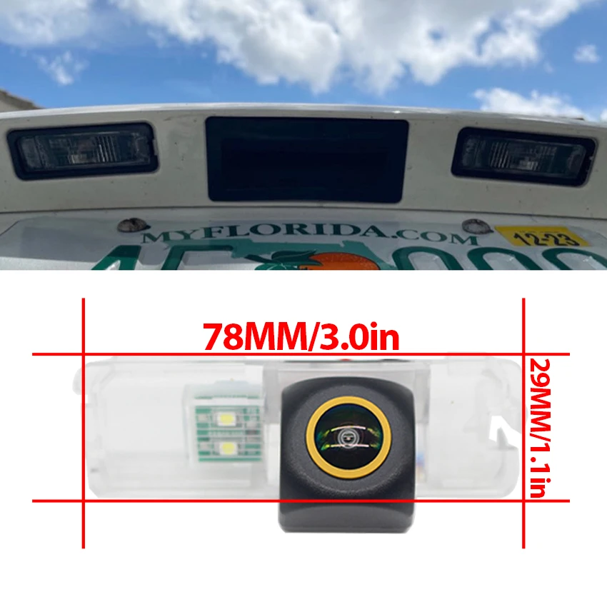 FishEye Vehicle Rear View Camera For Seat Ibiza 6J 6P KJ 2008~2017 2018 2019 2020 HD Night Vision 1080P Reverse Camera Golden view 2