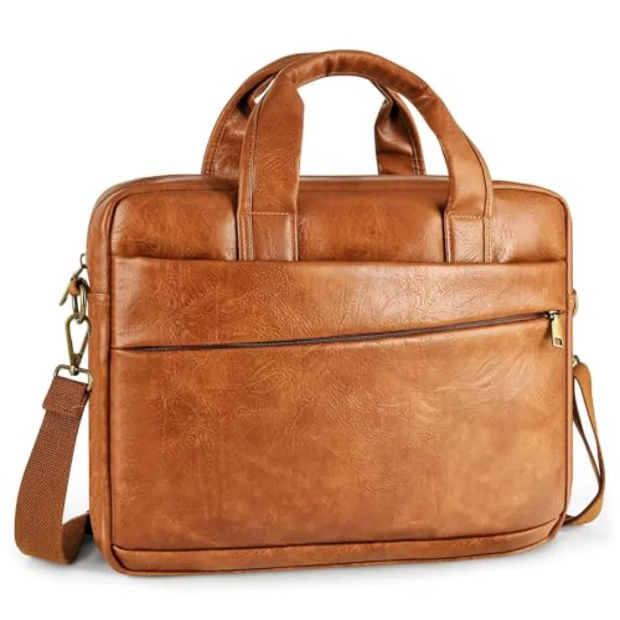 Faux Leather Messenger Bag for Men 17.3 Inch: Laptop Bag Briefcase Computer Handbags Shoulder Crossbody Bag with Padded Laptop