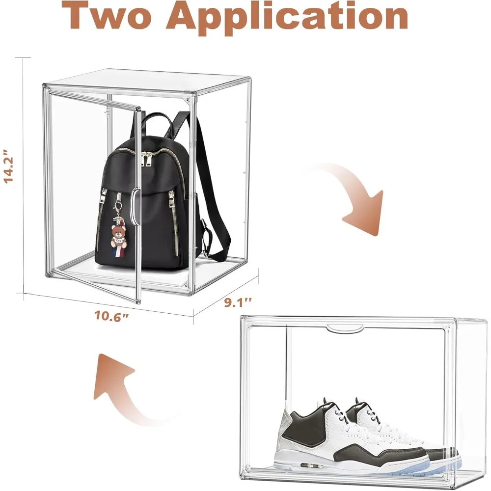 4 عبوات من منظم صندوق الأحذية الشفاف، حافظات عرض أكريليك لكتاب شخصيات التجميل والمقتنيات، حقيبة كبيرة جدًا قابلة للتكديس #2