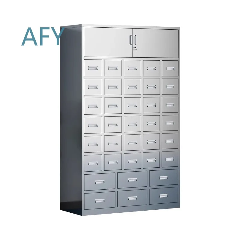 Stainless Steel Traditional Chinese Medicine Cabinet Dispensing Table for Pharmacy Use Multi Bucket Medicinal Materials