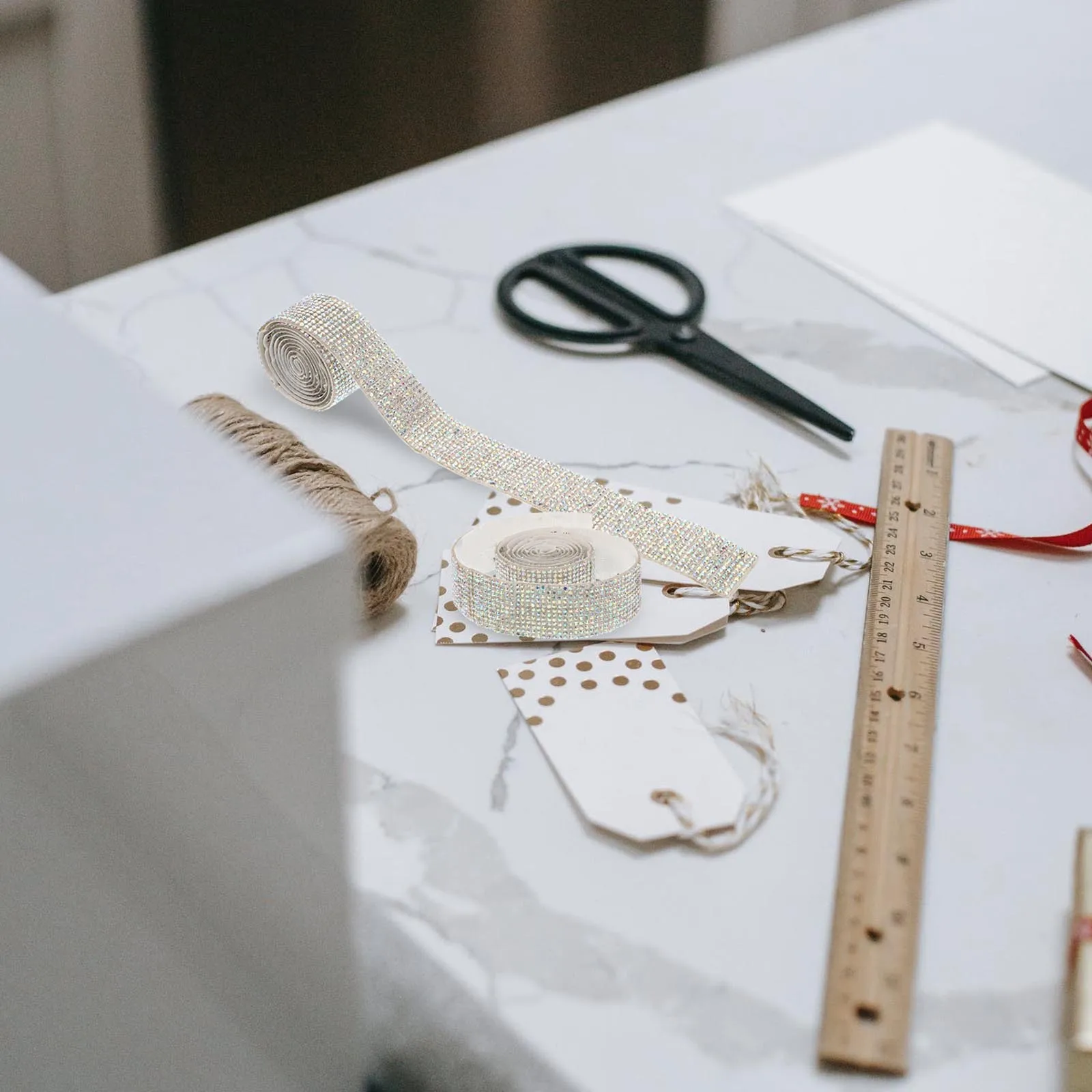 

2 Rolls Self-Adhesive Rhinestone Ribbon Sparkle Mesh Tape For Diy Car Phone Wedding Decoration Rhinestone Wrap Sewing