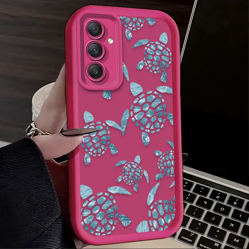 Soft Phone Case for Samsung Galaxy A55 A35 A25 A15 A05 A05S A24 A13 A23 A12 A22 A32 A52 A52S A71 A72 A51 Summer Cartoon Turtle