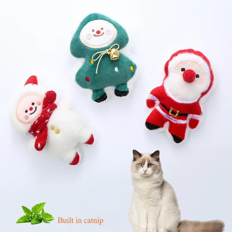 

Cat Tos Christmas Snowman Christmas Tree Doll Catnip Pillow With Fun Pet Supplies