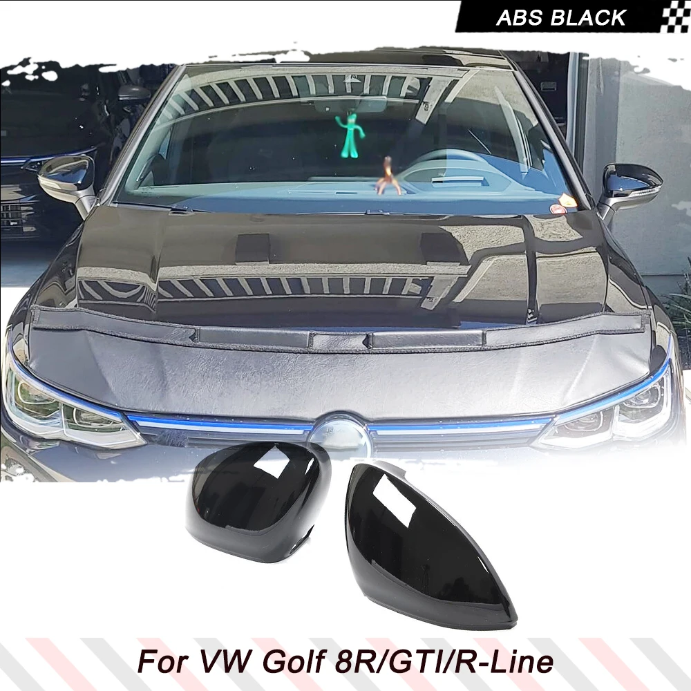 ABS Black Car Rearview Mirror Caps For Volkswagen VW Golf 8 MK8 R GTI R-Line 2020UP Car Side Mirror Covers Car Racing Body Kits