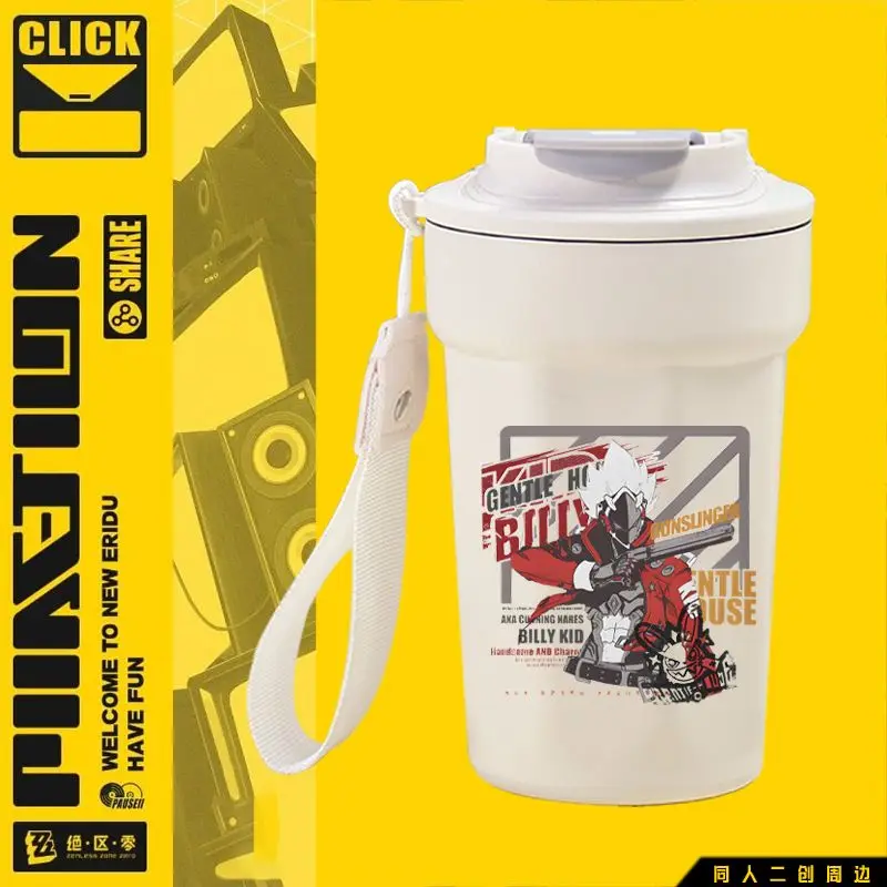 2025 Anime Zenless Zone Zero 게임 Cos Bangboo Zhu Yuan Billy The Kid 유니섹스 단순 휴대용 스테인레스 스틸 보온병 컵 선물