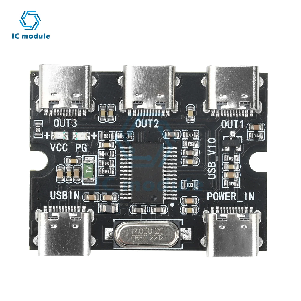 Type C USB Expansion Board Hub 1 In 3 Out Hub Usb Hud Expansion Module With Power Interface