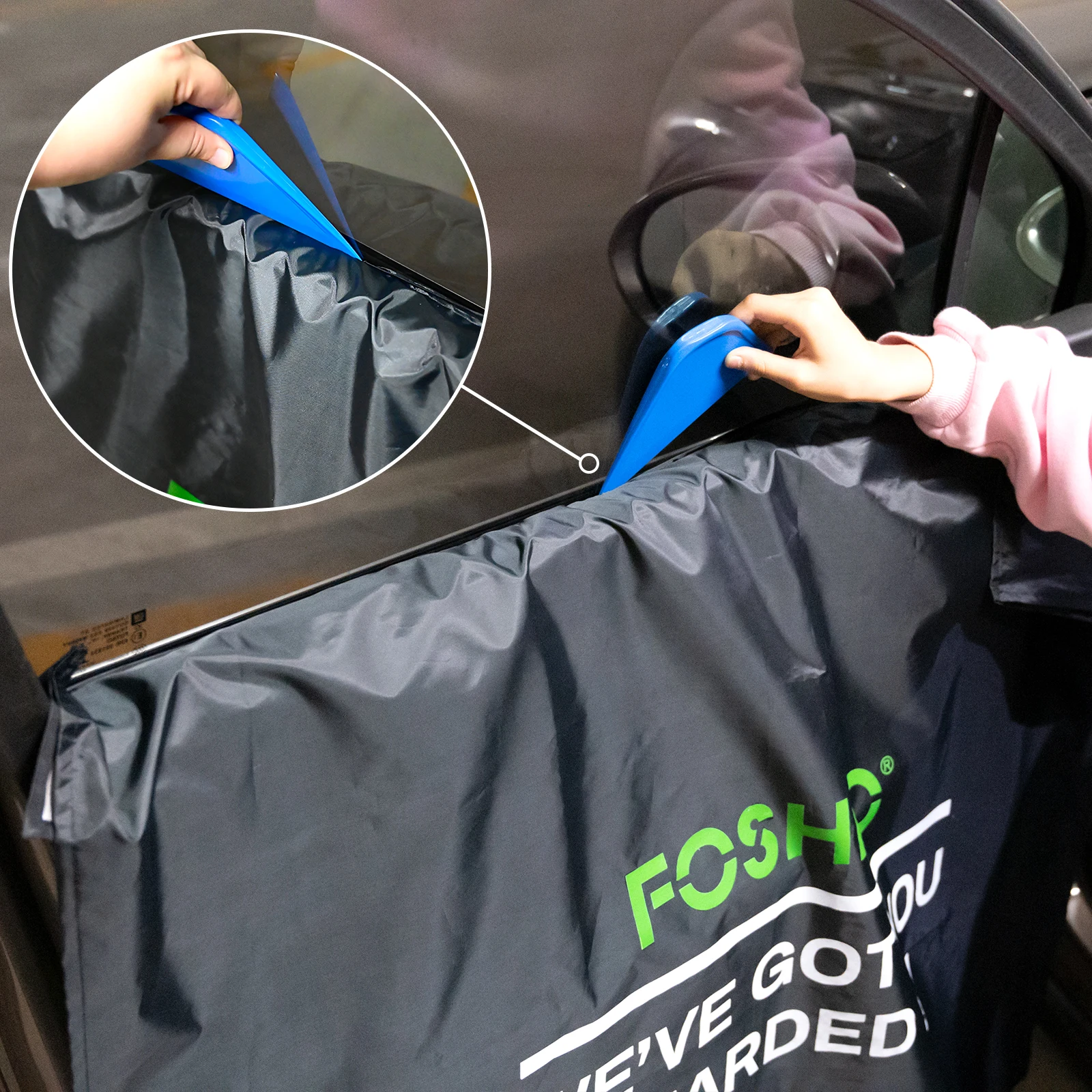 FOSHIO Car Door Panel Protection Tools Waterproof Cover Guards Side Window Film Tinting Glass Wash Vehicle Cleaning Accessories