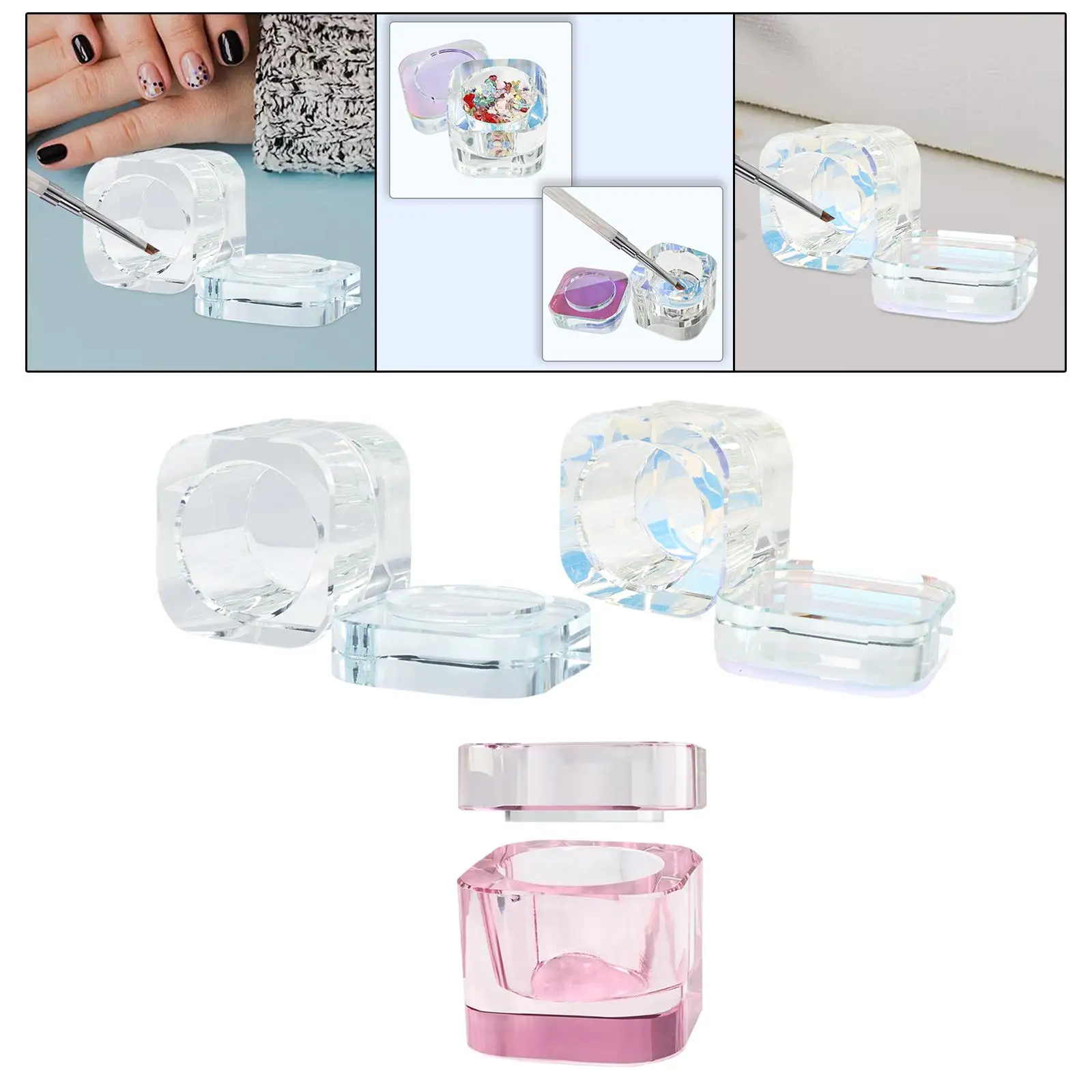 Nail Art Glass Dappen Dish with Lid Manicure Care Tools Glassware Tools Damping Dapping Dish Nail Art Tools for Home Salon