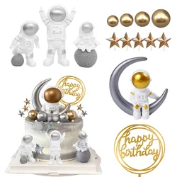 Space Birthday Supplies Astronaut Cake Topper Spaceman Mini Ornaments For Kids Boy Universe Outer Space Theme Party Decorations