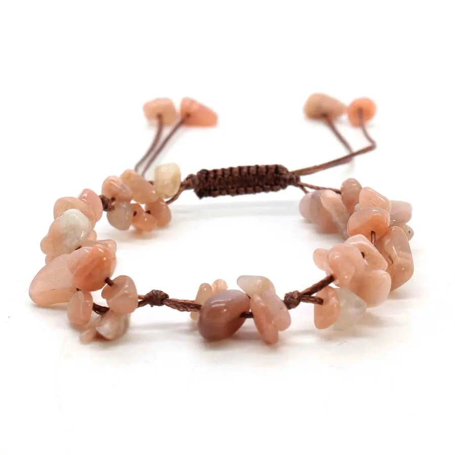 Macrame Crystal Chip Stone Braided Bracelet, Adjustable