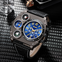 Oulm New Style Unique Designer Brand Men Sports Watch Multiple Time Zone Quartz Watch Leather Strap Mens Watch Relogio Masculino