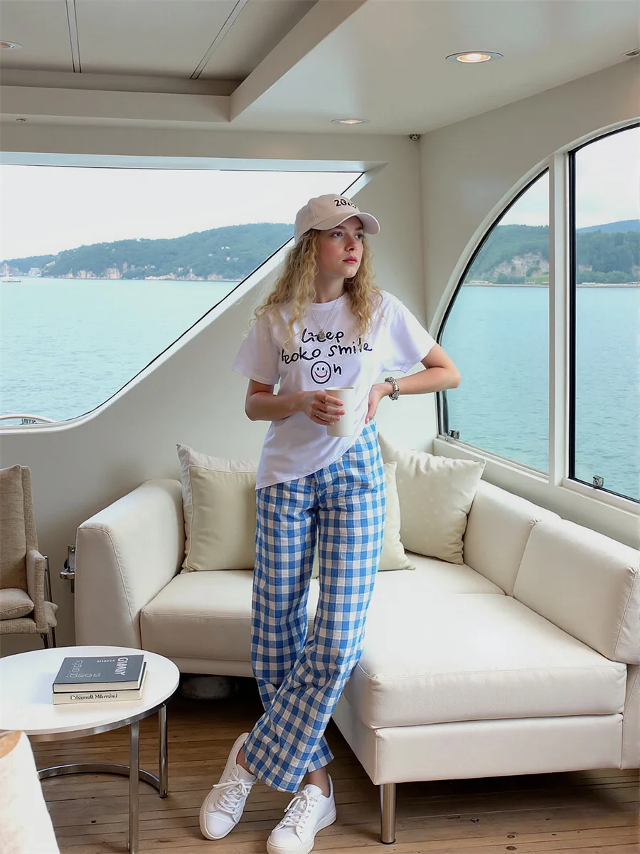 กางเกงผู้หญิง ดีไซน์หรูหรา สีฟ้าชมพู แต่งระบาย ดีเทลตกแต่ง ดีไซน์สำหรับงานเลี้ยงกลางคืน งานพิเศษ แฟชั่นทันสมัย สไตล์ OL