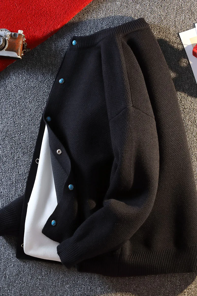 2026 Autumn Men's Youth Pure Color Buttoned Fall/Winter Pullover Coat