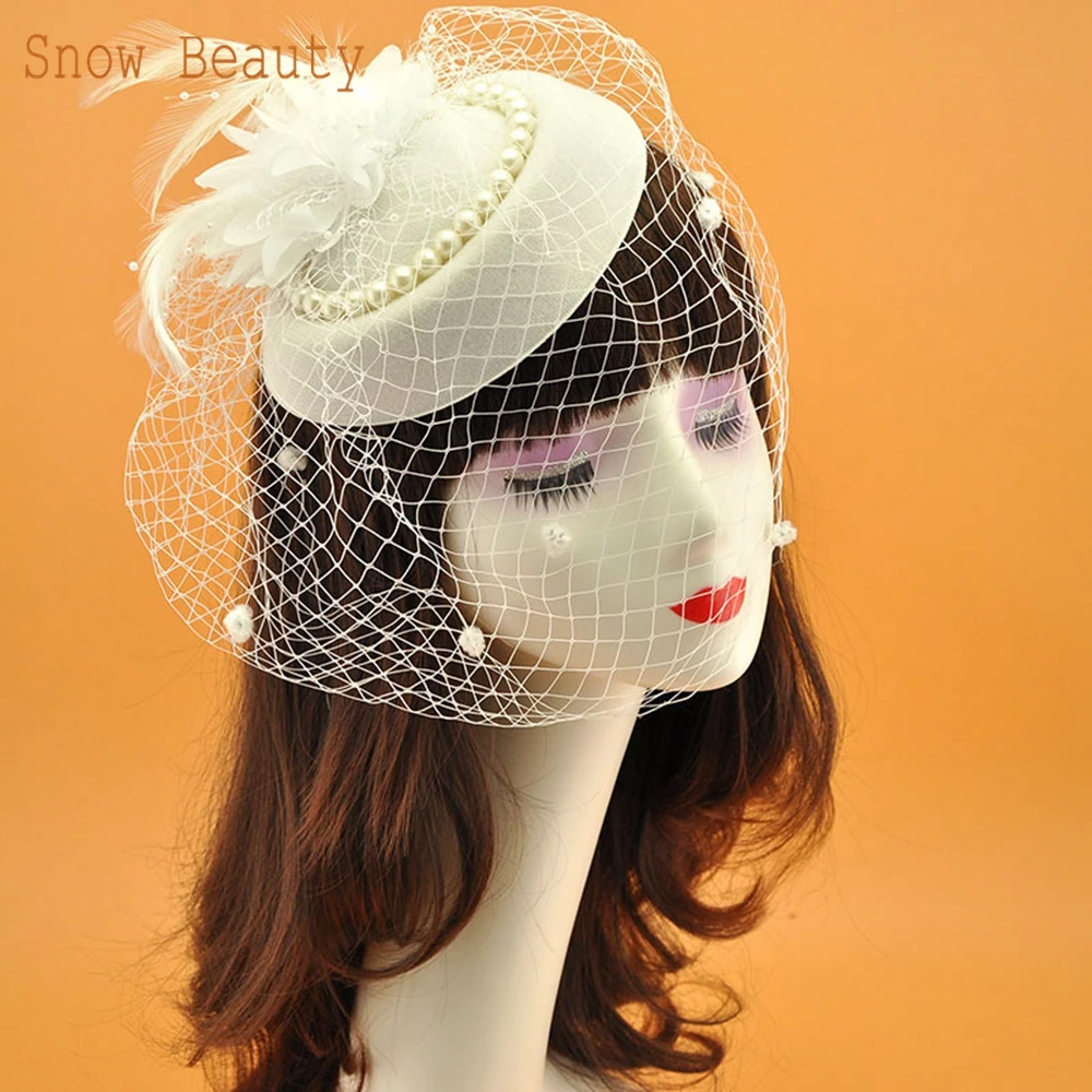 JM10 Fashion Ladies Fascinator Bridal Hats Birdcage Face Veils Bride Headwear Wedding Church Cocktail Party Headpiece