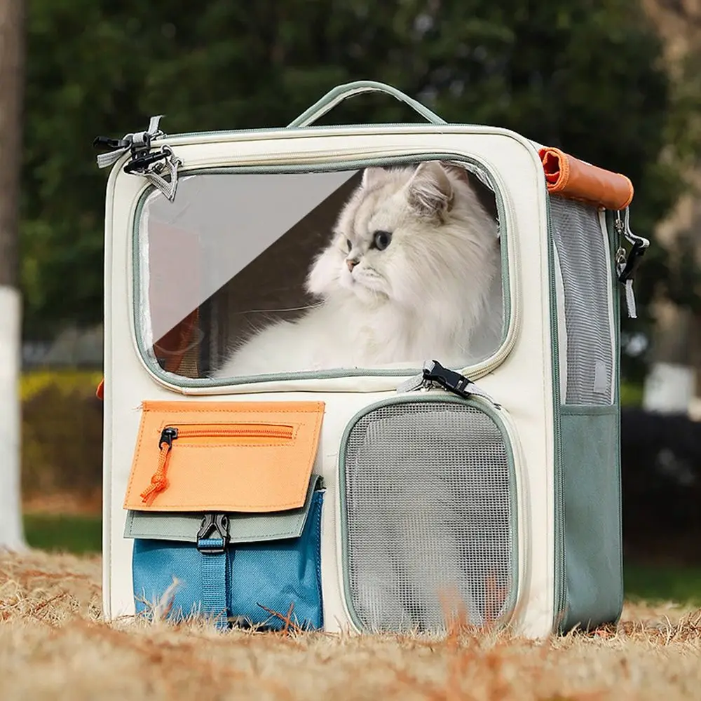 

Breathable Portable Cat Backpack Transparent Window Large Capacity Pet Backpack Cat Carrier Car Camping