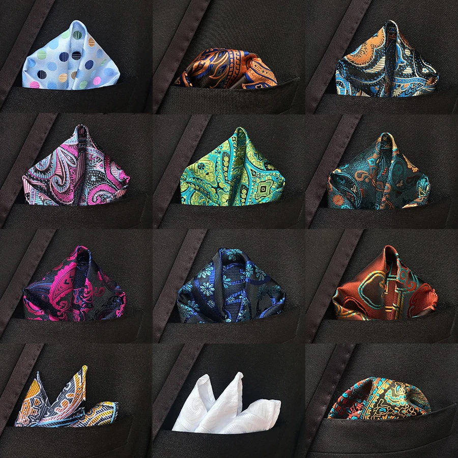 Sapu tangan Motif bunga pria, 46 warna sapu tangan Motif bunga Paisley Dot, saku bisnis, handuk dada persegi 25*25CM