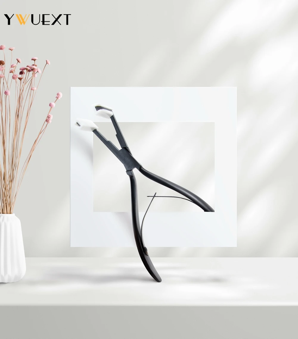 Nastro professionale nelle pinze per estensioni dei capelli Estensioni del nastro di superficie Capelli umani Pinze in acciaio inossidabile nero Strumenti per l'estensione dei capelli