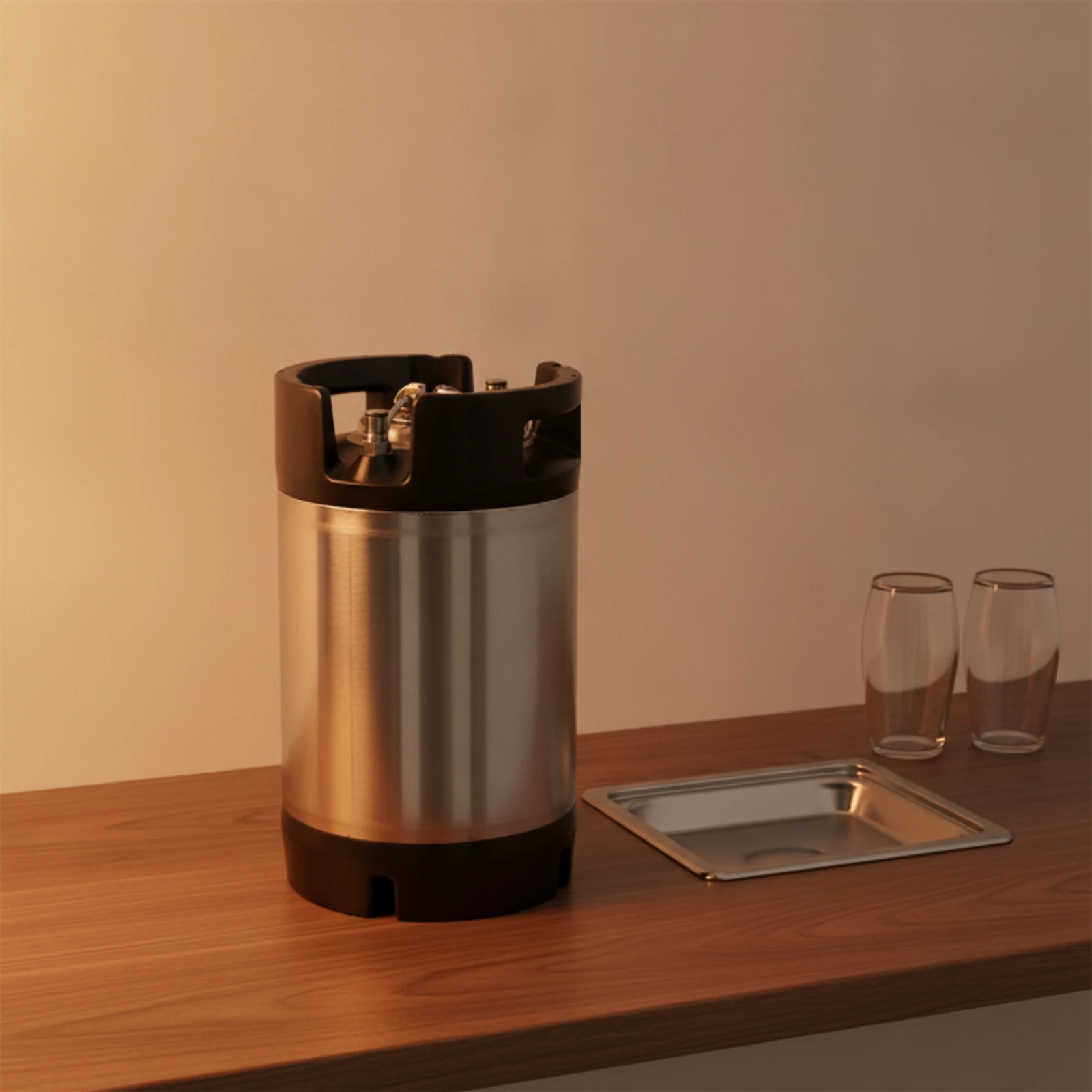 Beverage Keg with Rubber Handles Sanitary Welded Corny Keg Container Stainless Steel Vessel Food-Grade for Homebrewers